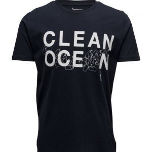 Knowledge Cotton Apparel T-Shirt W/Clean Ocean Print Gots lyhythihainen t-paita