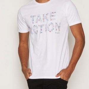 Knowledge Cotton Apparel T-shirt Take Action Bottle T-paita White