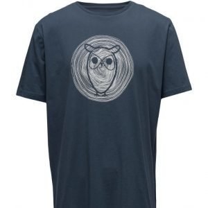 Knowledge Cotton Apparel Tee W/ Owl Wooden Print Gots lyhythihainen t-paita