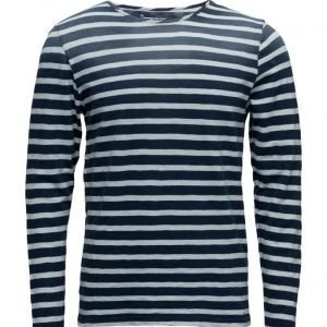 Knowledge Cotton Apparel Yarn Dyed Striped Tee Long Dip Dy pitkähihainen t-paita