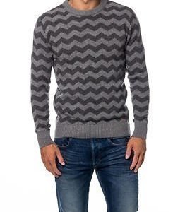 Knowledge Cotton Apparel Zig Zag Knit Grey Melange