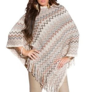 Koucla beige printtiponcho