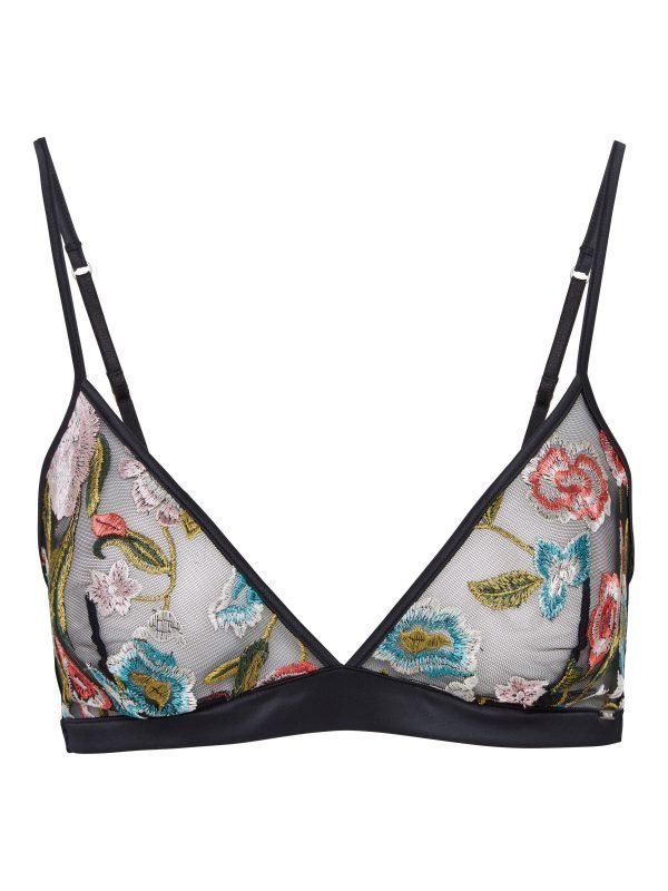 Lindex Bralette Rintaliivit Joissa Kirjailu Musta