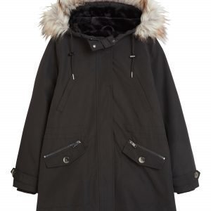 Lindex Hupullinen Parka Takki Musta