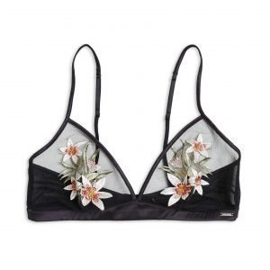 Lindex Kirjaillut Bralette Rintaliivit Musta