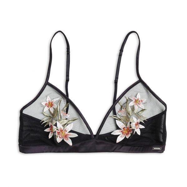 Lindex Kirjaillut Bralette Rintaliivit Musta