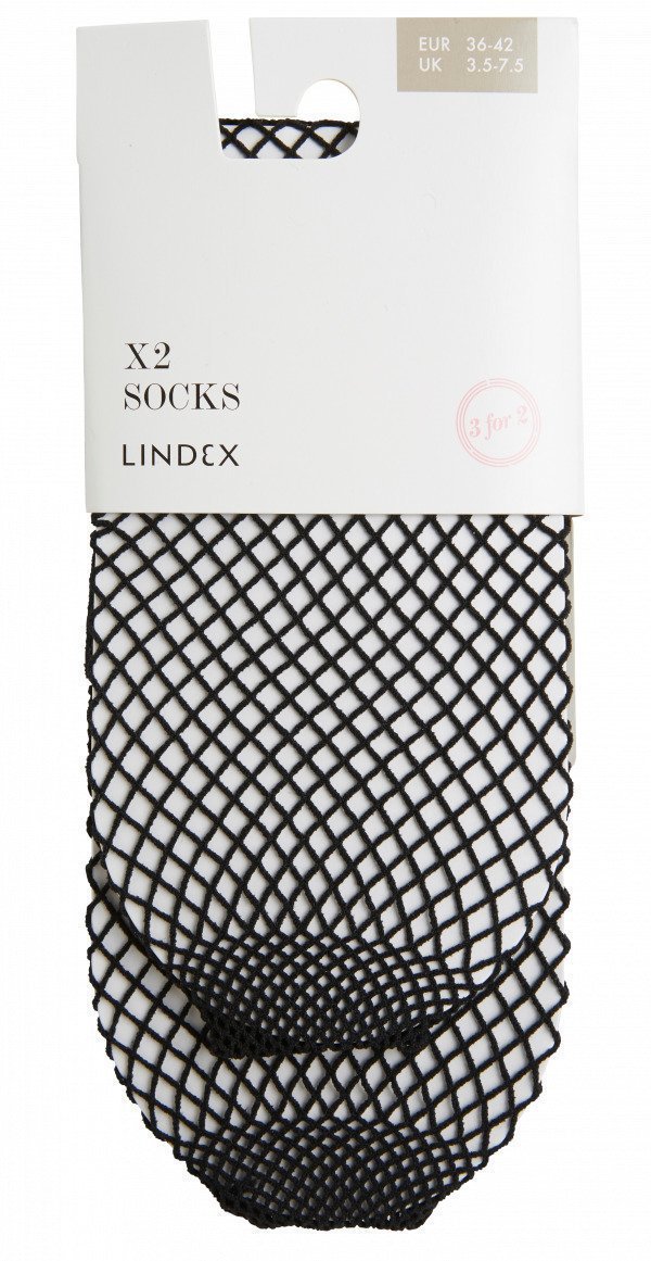 Lindex Verkkosukat Musta 2-Pakkaus