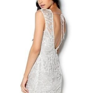 Lipsy Love Back Lace Dress White Metallic