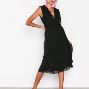 Little Mistress Detailed Lace Back Dress Skater Mekko Black