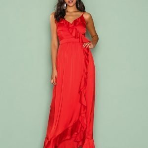 Little Mistress Wrap Ruffle Front Maxi Dress Maksimekko Red