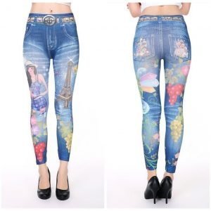 Lovely denim leggings with grapes jeans print leggings