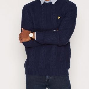 Lyle & Scott Crew Neck Lambswool Cable 5GG Jumper Pusero Navy