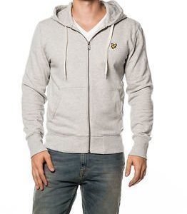 Lyle & Scott Zip Through Hooded Light Grey Marl