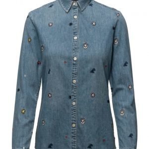 Maison Scotch Allover Embroidered Shirt pitkähihainen paita