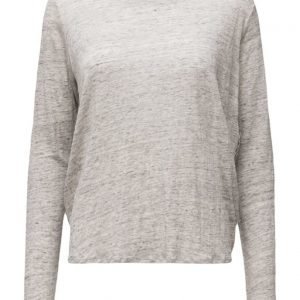 Maison Scotch Long Sleeve Linen Tee With Woven Back