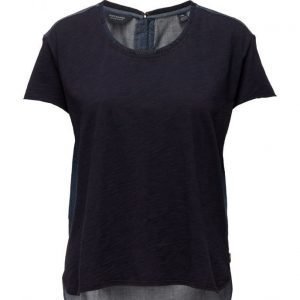 Maison Scotch S/S Jersey Tee With Woven Back Panel And Zip At Cb