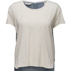 Maison Scotch S/S Jersey Tee With Woven Back Panel And Zip At Cb