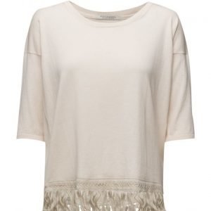 Maison Scotch Short Sleeve Knit With Fringed Hem neulepusero