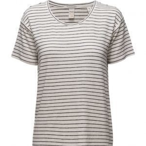 Maison Scotch Short Sleeve Linen Tee In Fun Colours & Stripes