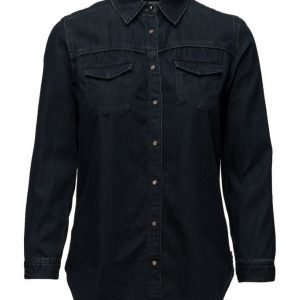 Maison Scotch Western Denim Shirt With A Dark Blue Enzyme Wash pitkähihainen paita