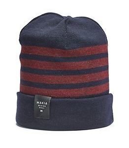 Makia Merino Stripe Cap Navy Burgundy