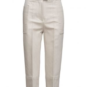 Mango Cropped Linen-Blend Trousers suorat housut