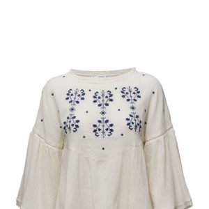 Mango Embroidered Cotton Blouse pitkähihainen pusero