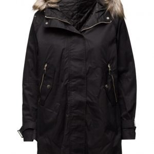 Mango Faux Fur Appliqu Quilted Parka parkatakki