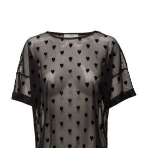 Mango Hearts Print Tulled T-Shirt lyhythihainen pusero