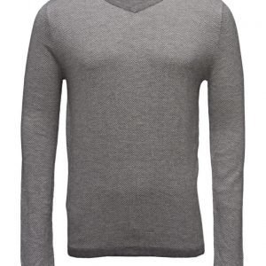 Mango Man Herringbone Cotton Sweater v-aukkoinen neule