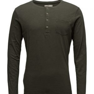 Mango Man Slub-Cotton Henley T-Shirt pitkähihainen t-paita