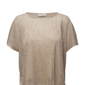 Mango Metallic Pleated Shirt lyhythihainen pusero