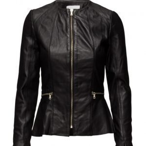 Mango Zip Leather Jacket nahkatakki