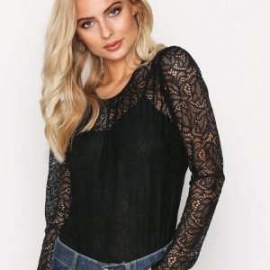 Michael Kors Stretch Lace T-Shirt Pitkähihainen Paita Black