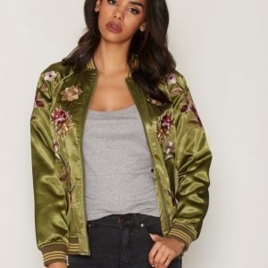 Miss Selfridge Floral Bomber Jacket Takki Dark Green