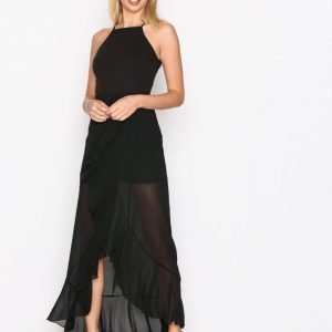 Missguided 90'S Neck Frill Maxi Dres Maksimekko Black