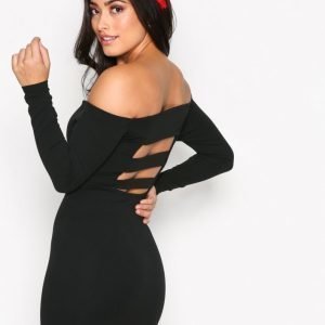 Missguided Bardot Strap Back Mini Dress Kotelomekko Black