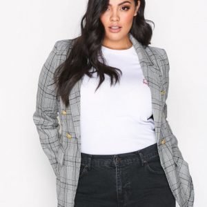 Missguided Check Military Jacket Jakku Grey