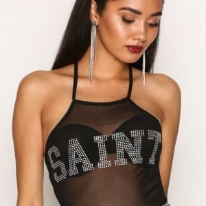 Missguided Embellished Mesh Bodysuit Body Black