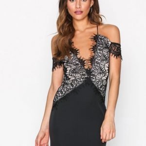 Missguided Eyelash Lace Strappy Dres Kotelomekko Black