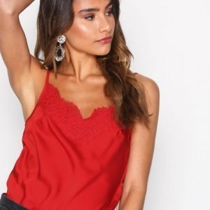 Missguided Eyelash Lace Trim Top Toppi Red