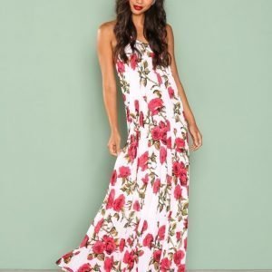 Missguided Floral Print Maxi Dress Loose Fit Mekko White