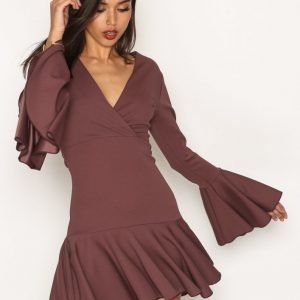 Missguided Flute Sleeve Dress Kotelomekko Plum