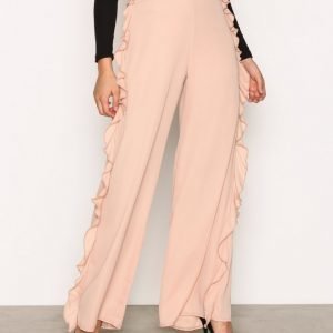 Missguided Frill Side Wide Trousers Housut Beige