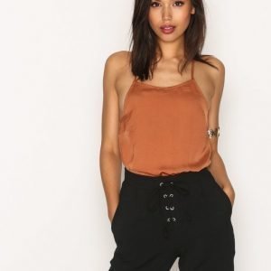 Missguided Hammered Satin Bodysuit Body Rust