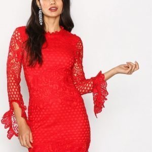 Missguided High Neck Crochet Dress Kotelomekko Red