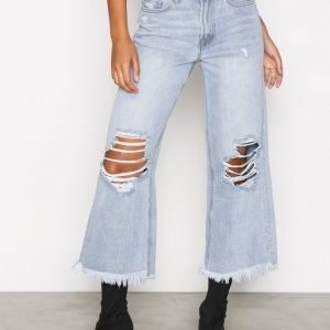 Missguided High Rise Wide Leg Jeans Loose Fit Farkut Blue