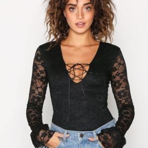 Missguided Lace Up Front Body Black