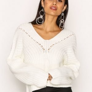 Missguided Lace Up Knitted Jumper Neulepusero Ivory