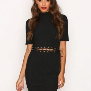 Missguided Lace Up Middle Mini Dress Kotelomekko Black